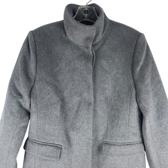 Ann Taylor Funnel Neck Wool Blend Tailored Coat Hidden Button Gray Size S - Picture 5 of 12